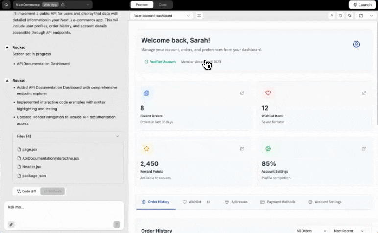 Screen selection dropdown inside the preview panel.