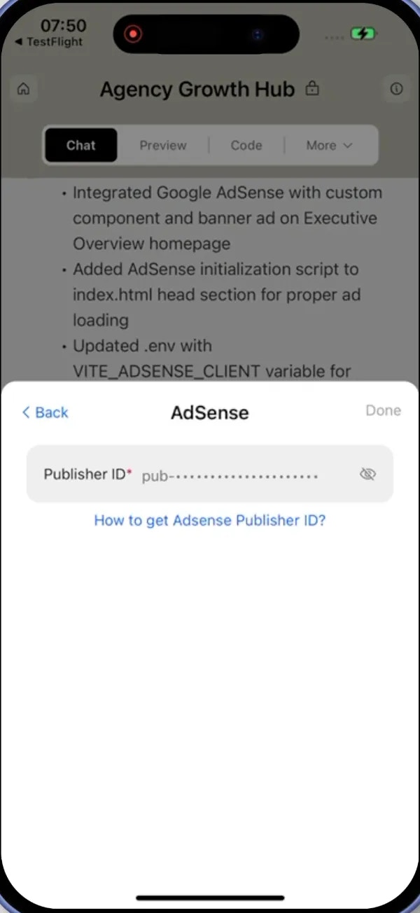 Add Publisher ID and save