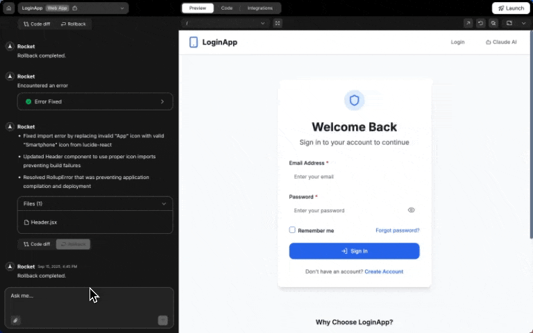 Anthropic integration popup in chat