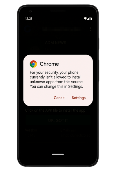 System prompt triggered after tapping the APK file to start installation.