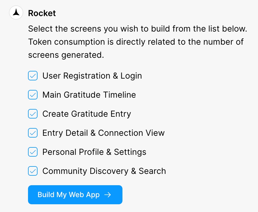 Checklist UI for selecting app screens