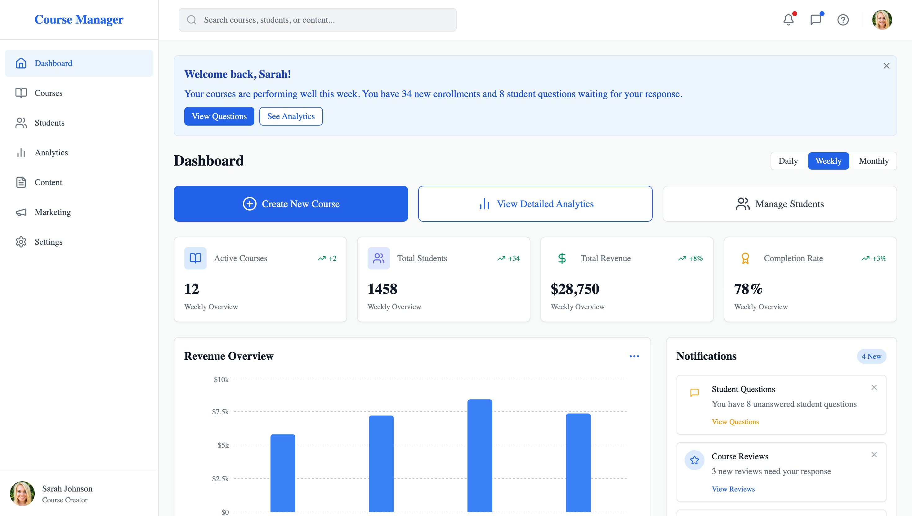 Online course platform Preview