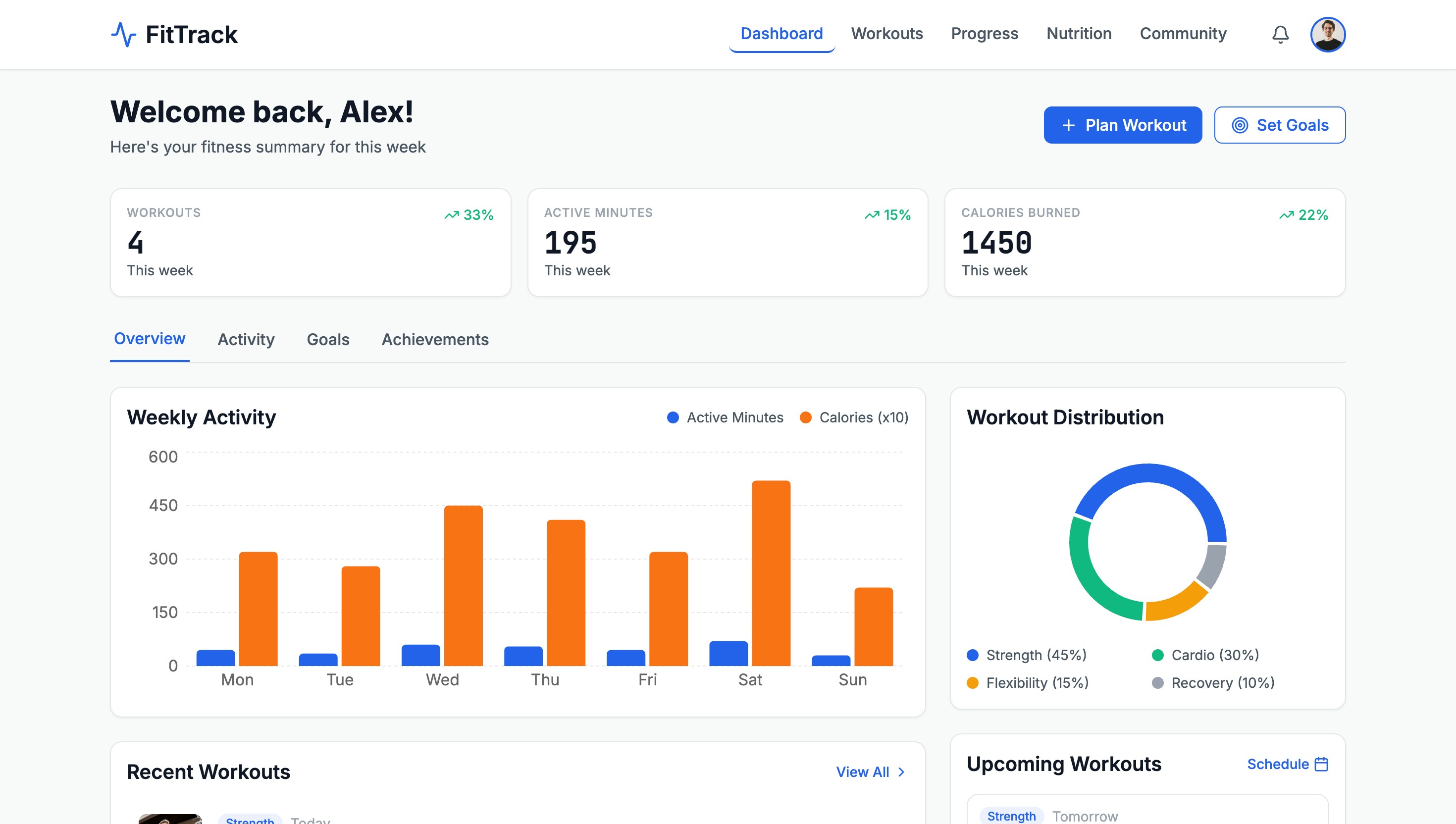 Fitness dashboard Preview