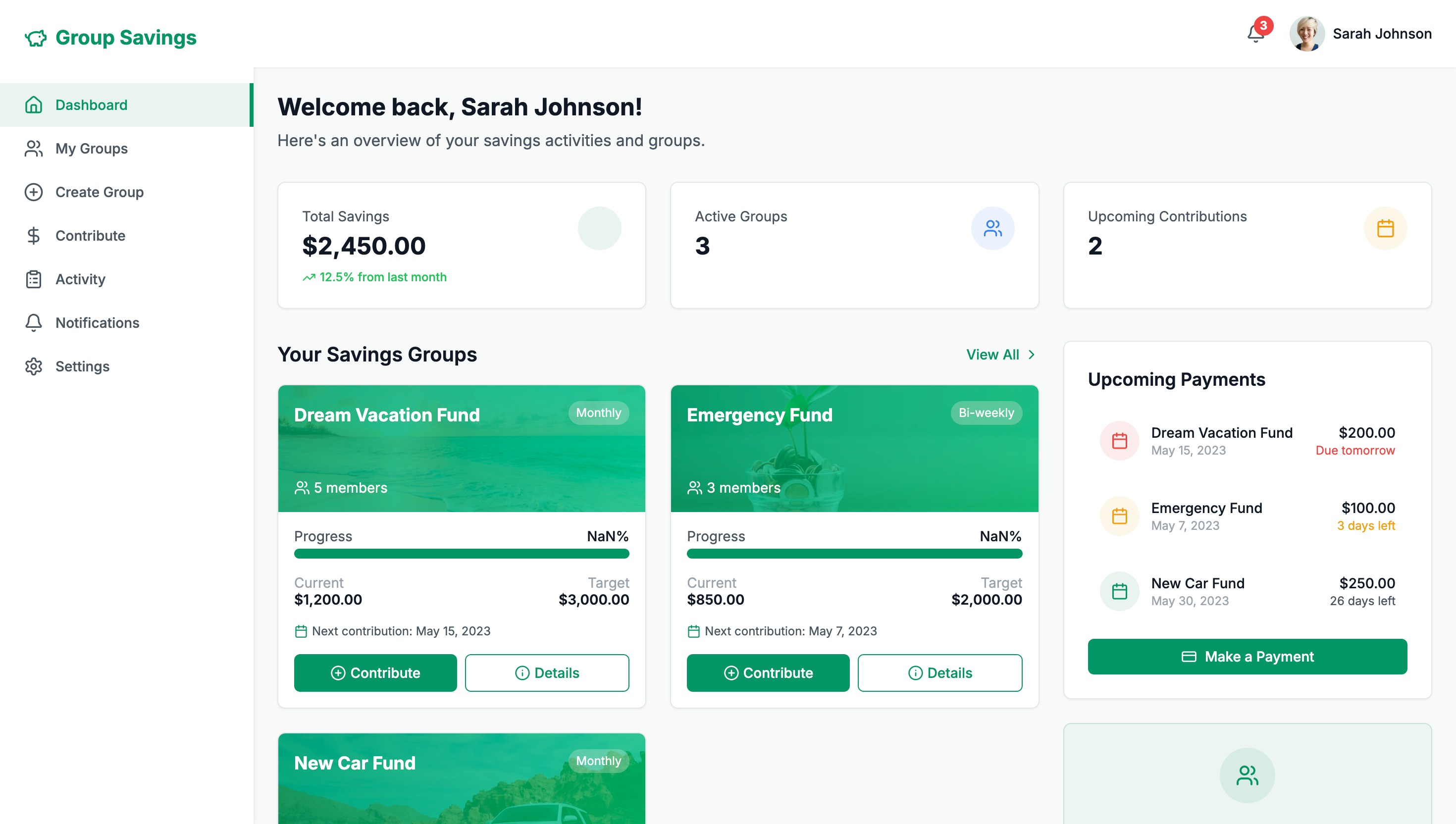 Group Savings Tracker Preview