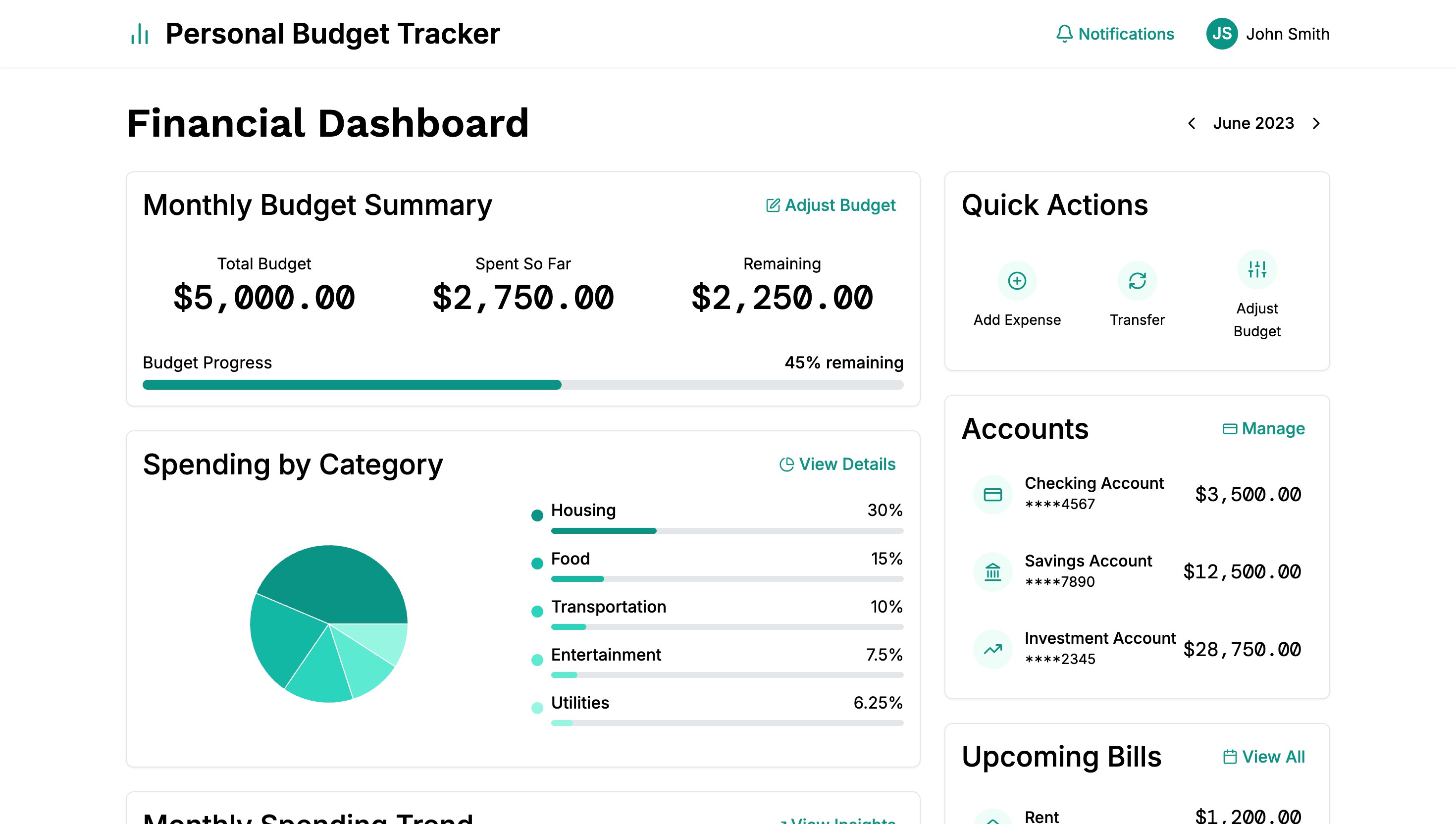 Budget Tracking App Preview