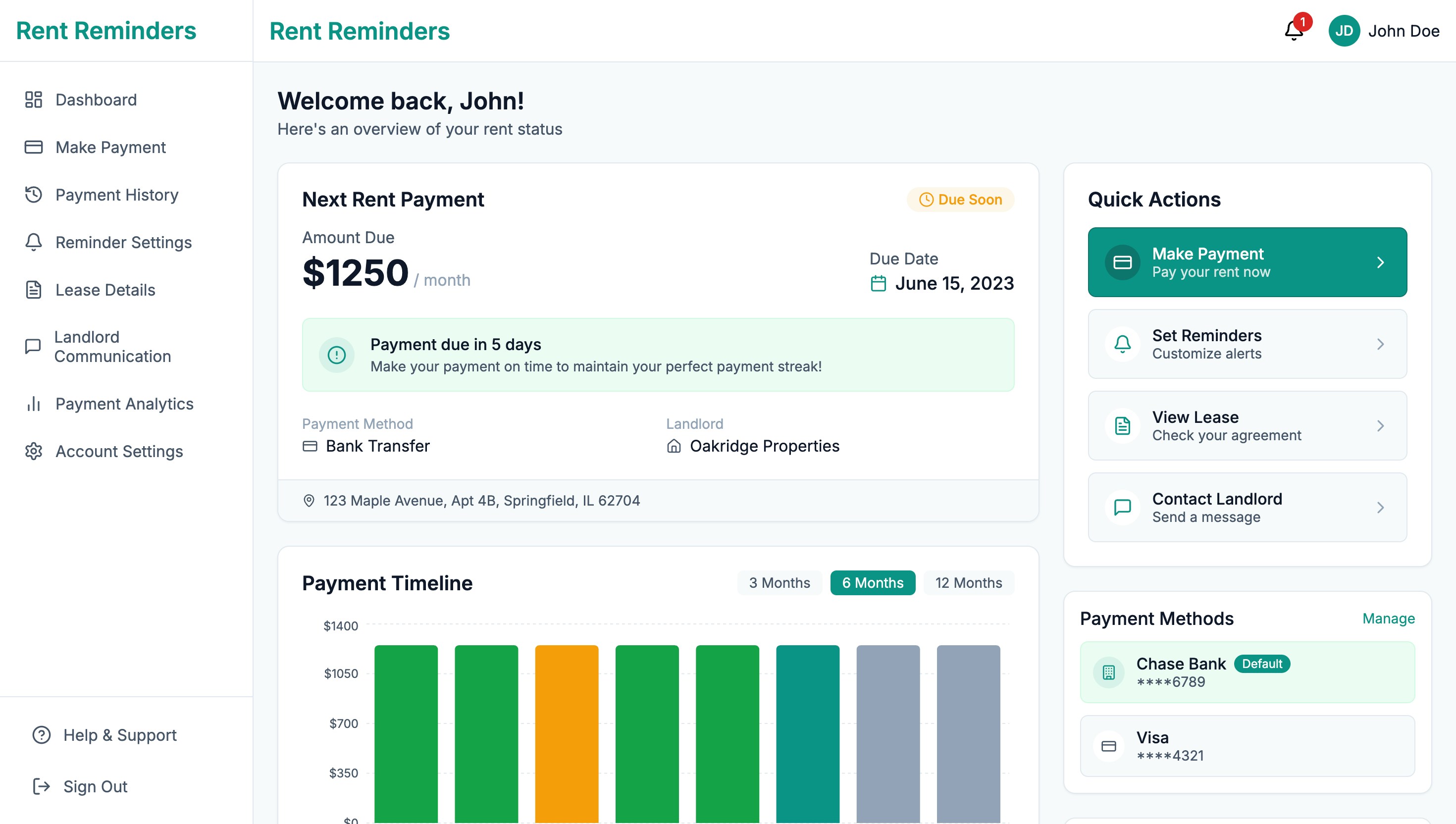 Rent Reminder App Preview
