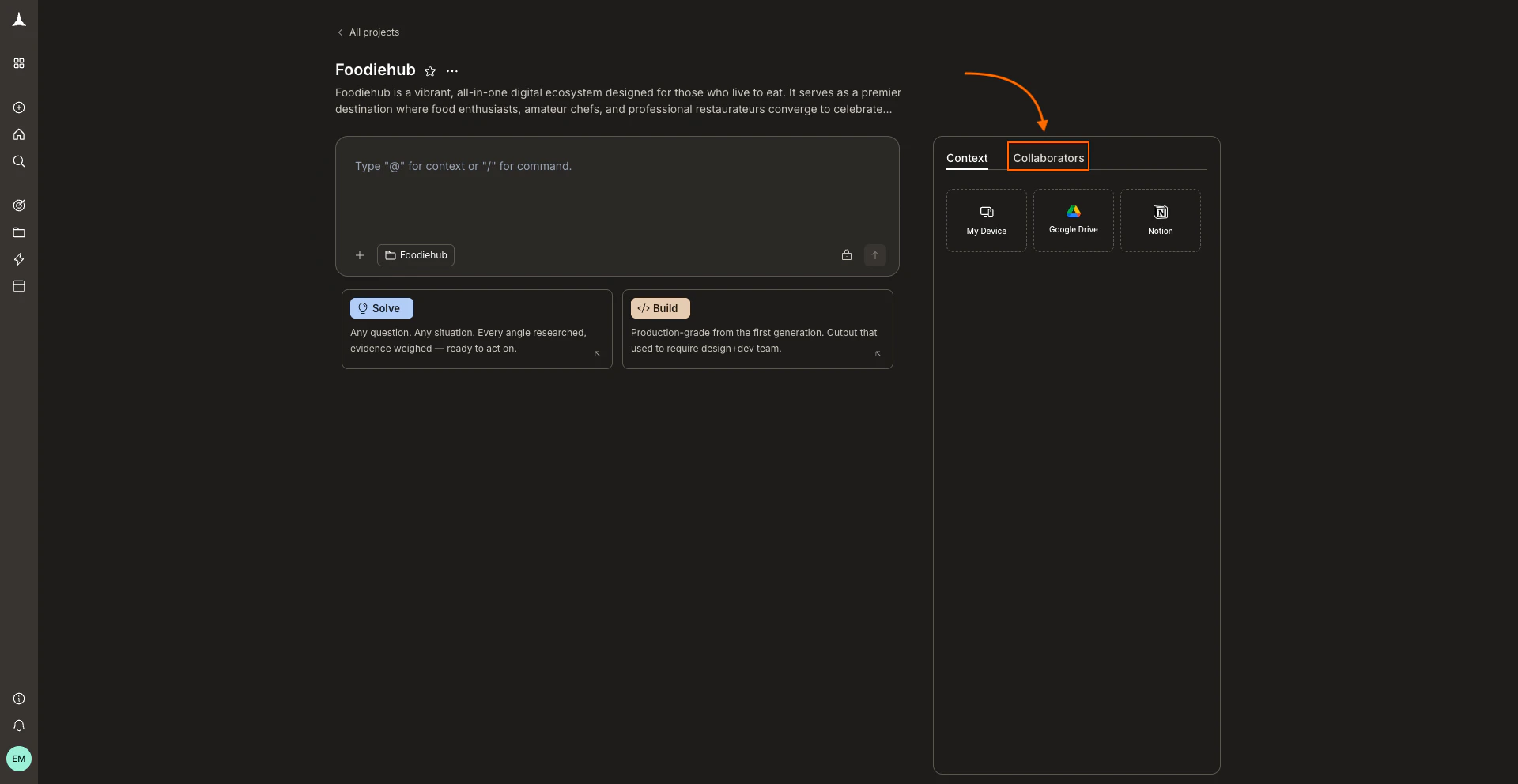 Project page with the Collaborators tab highlighted.