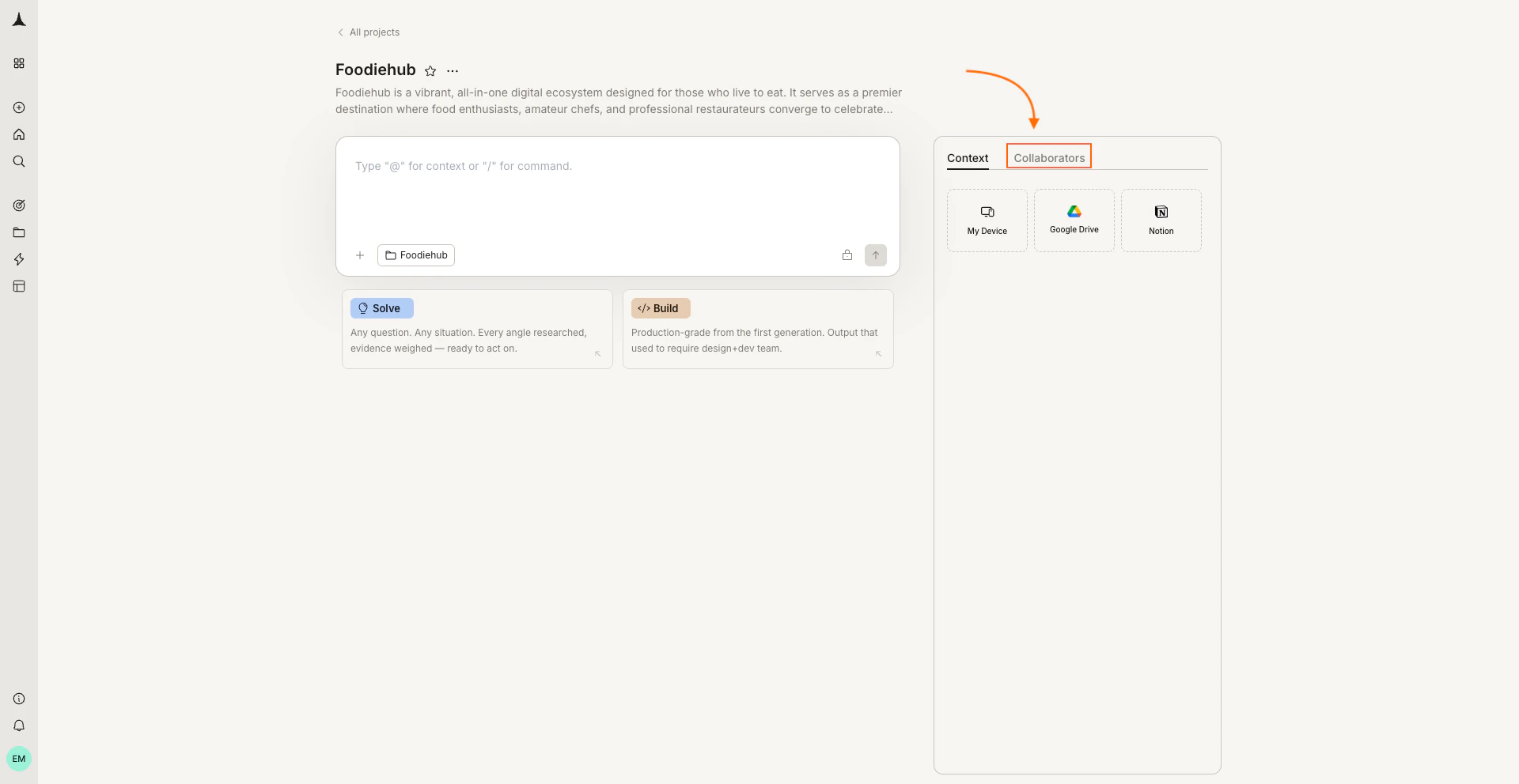 Project page with the Collaborators tab highlighted.