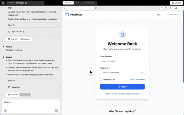 Perplexity integration popup in chat