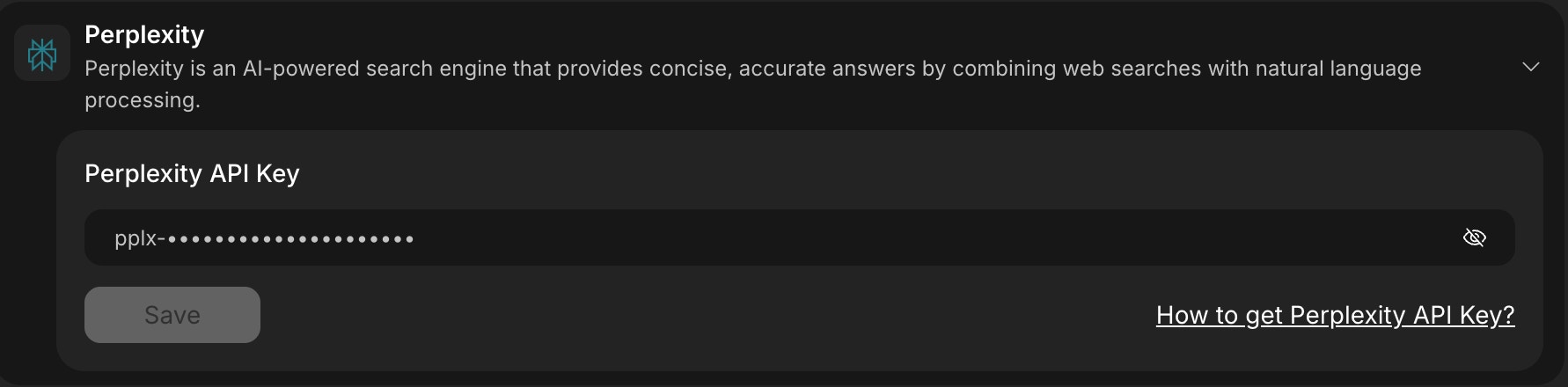 Perplexity integration card