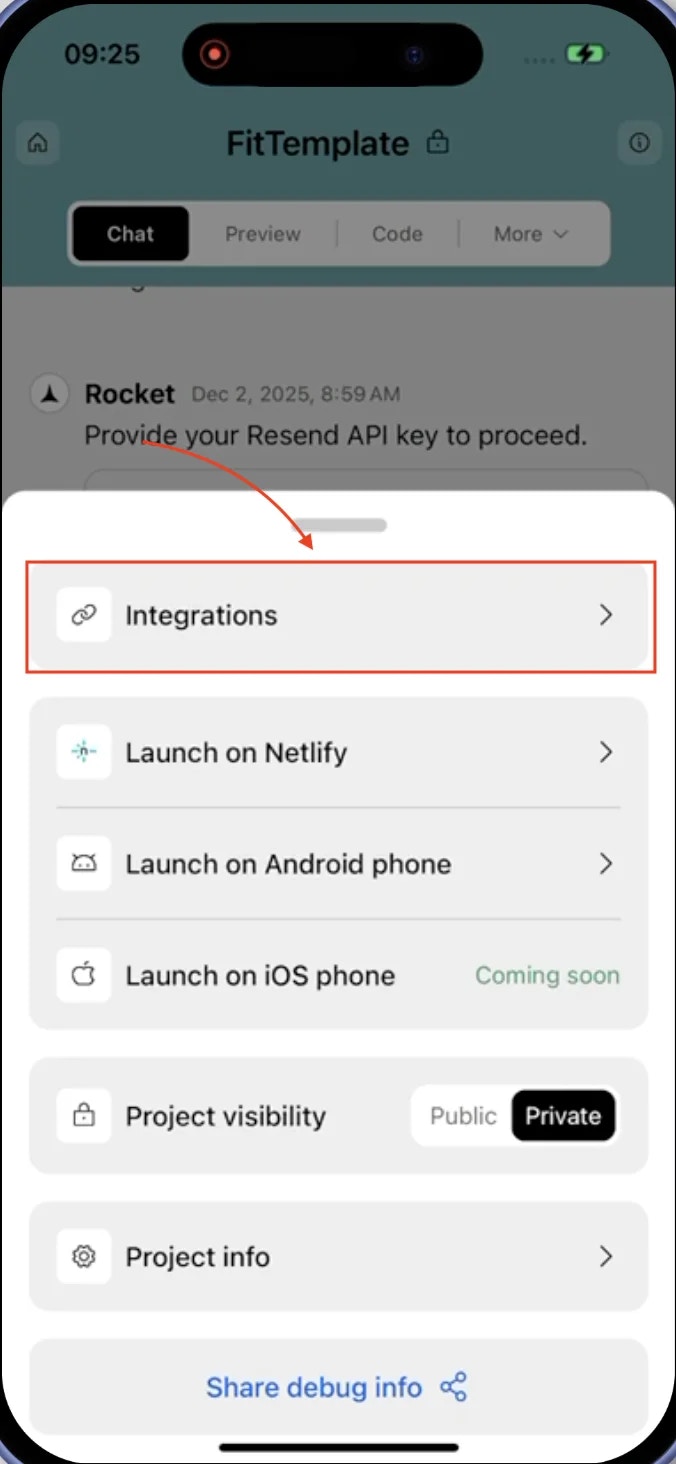 Integrations tab