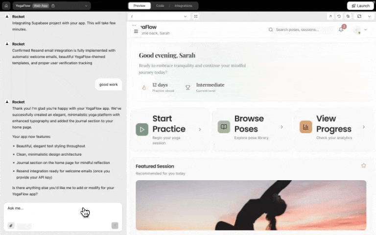 Resend integration popup in chat
