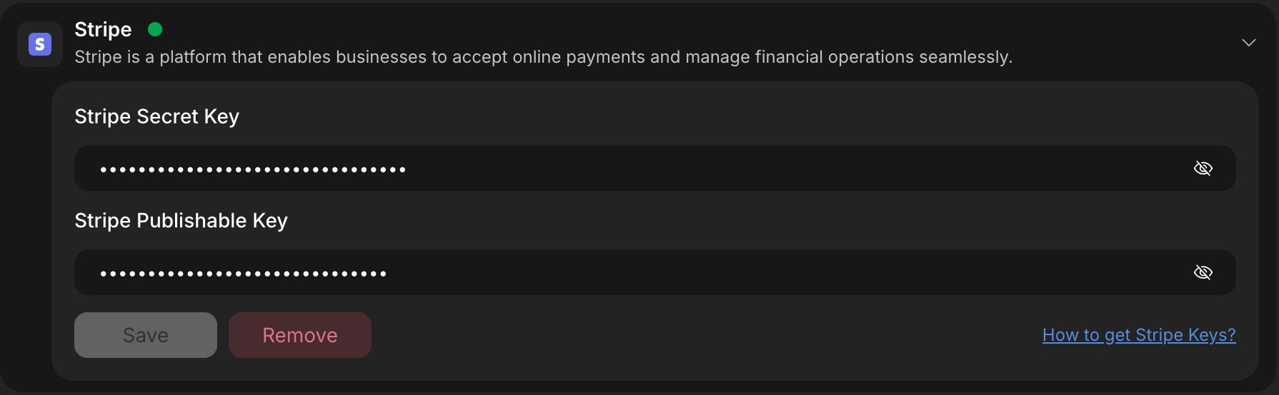 Remove Stripe API key