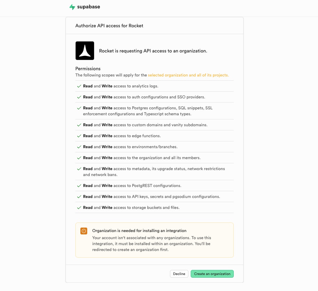 Supabase OAuth screen
