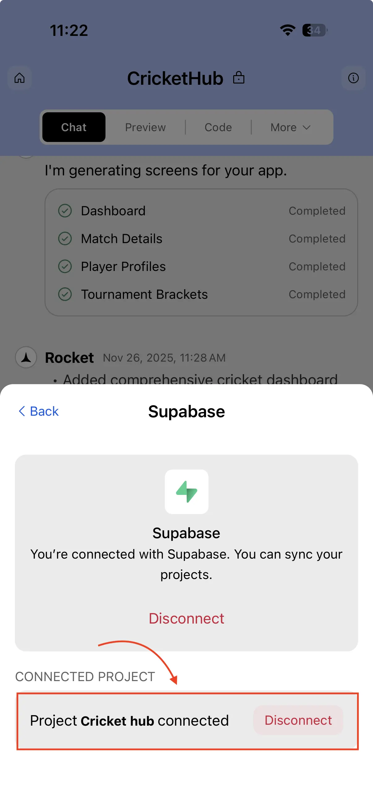 Disconnect one project