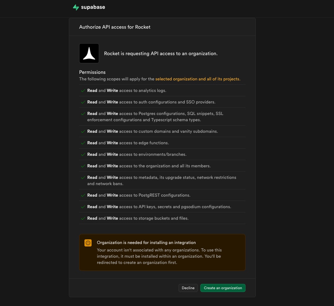 Supabase OAuth screen
