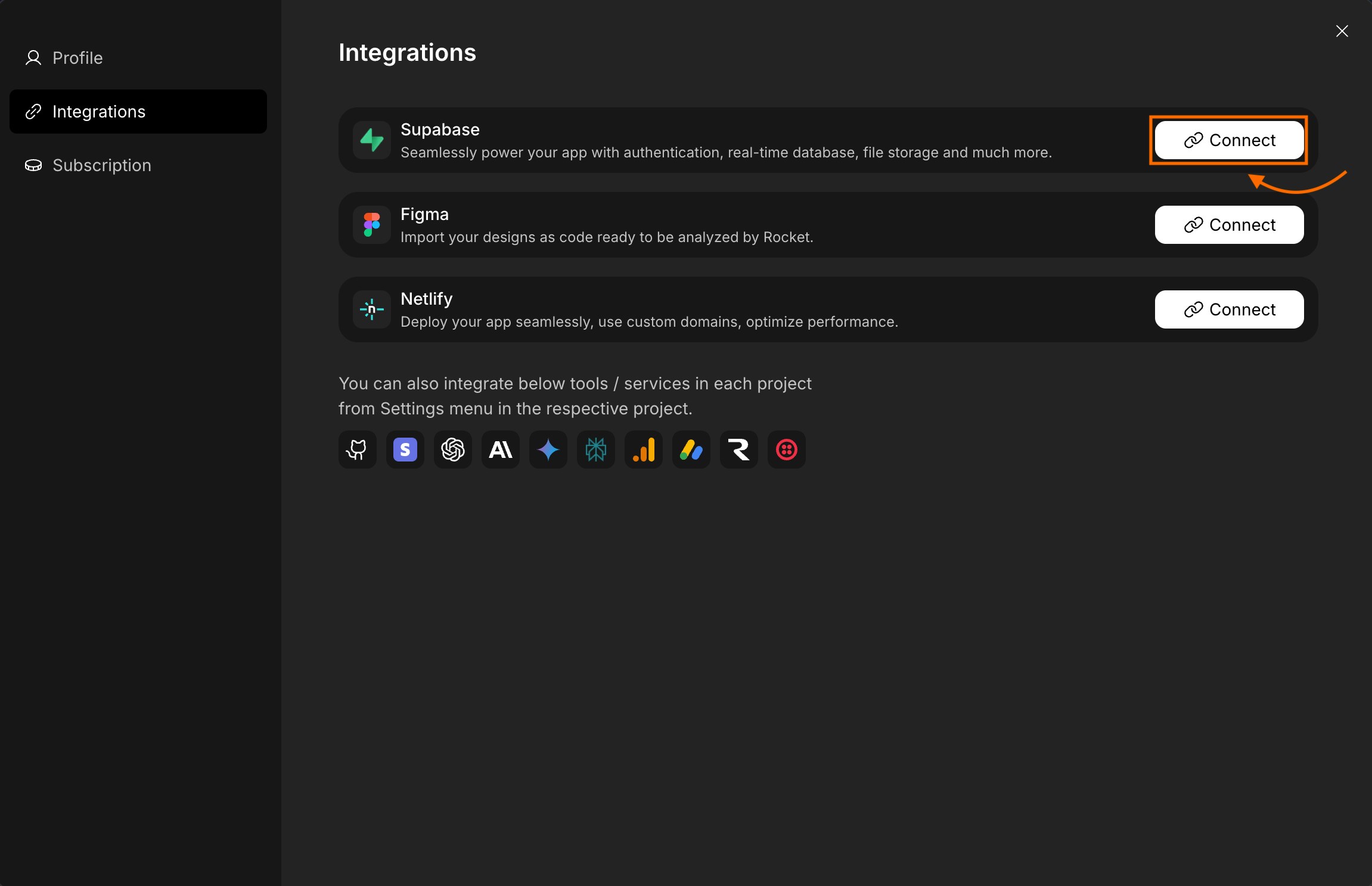Connect Supabase integration