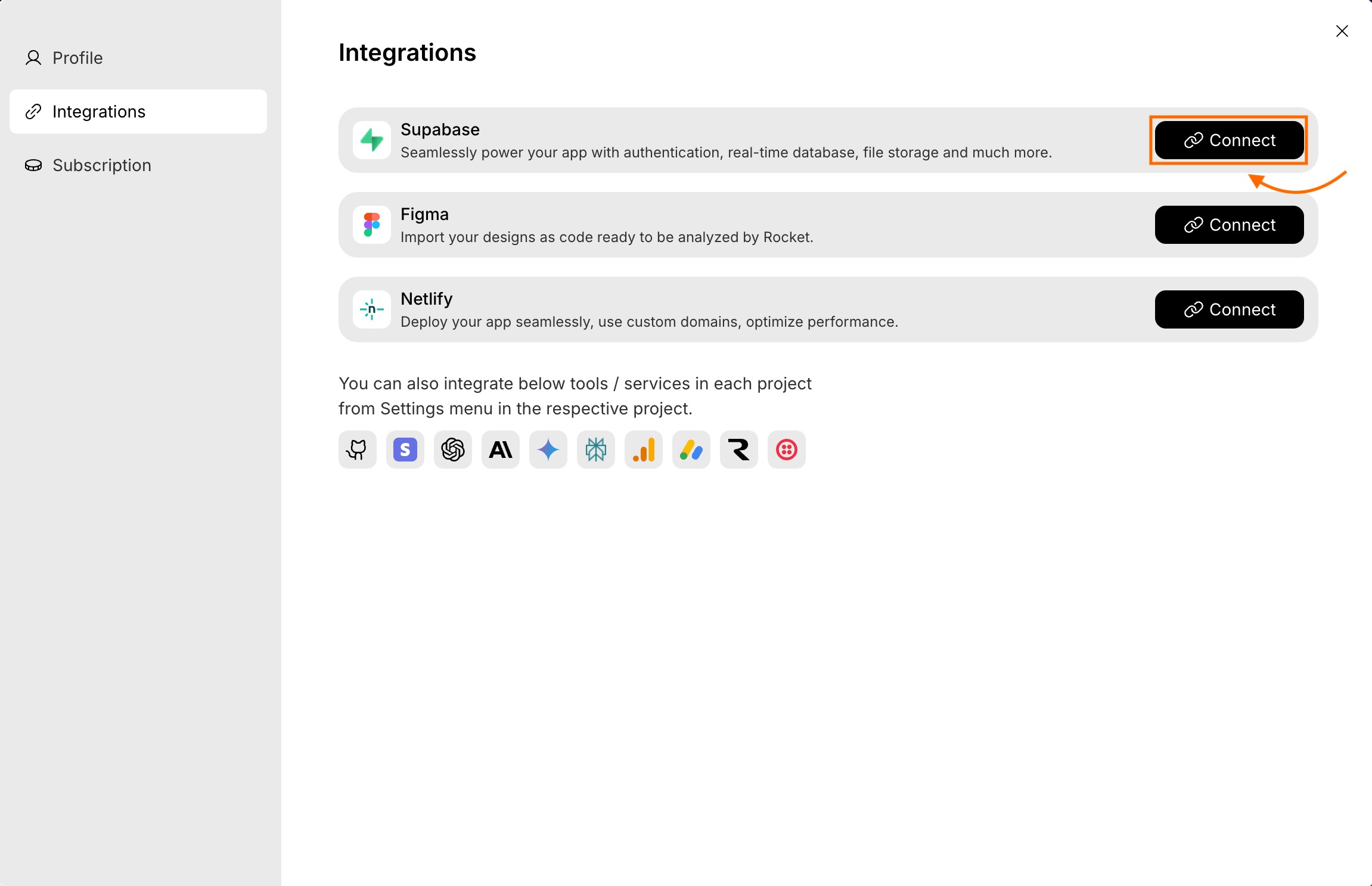 Connect Supabase integration
