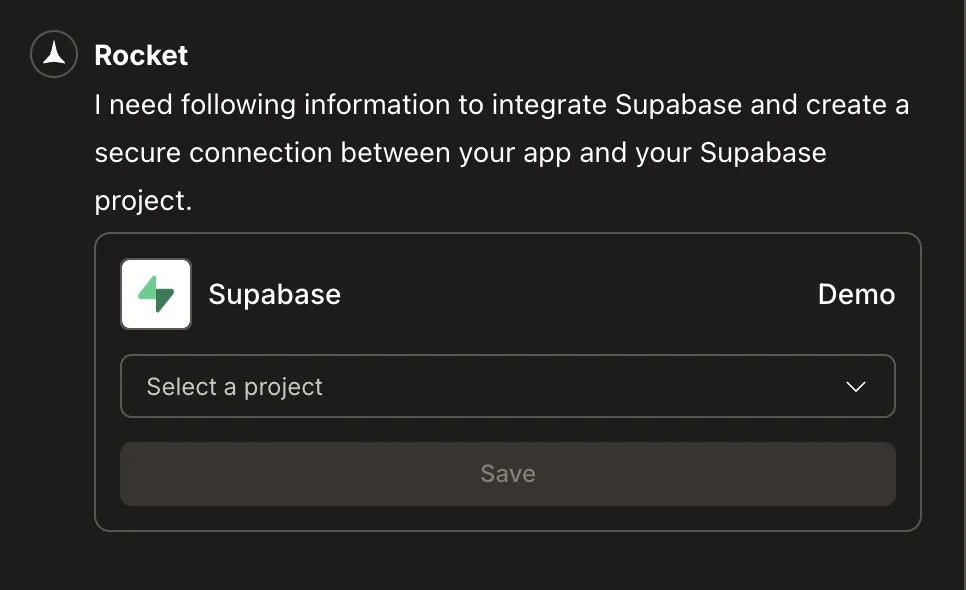 Select Supabase project.