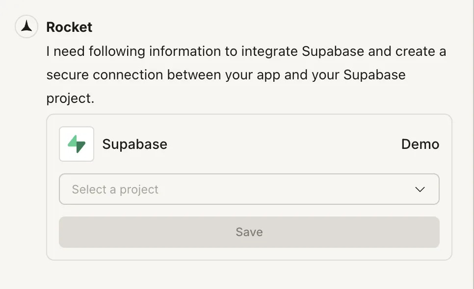 Select Supabase project.