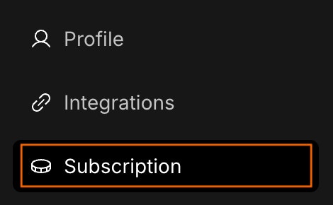 Subscription tab in the settings sidebar.