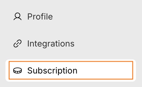 Subscription tab in the settings sidebar.