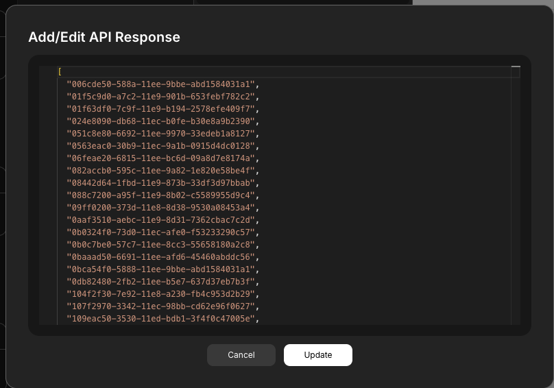API picker dropdown showing list of imported APIs.