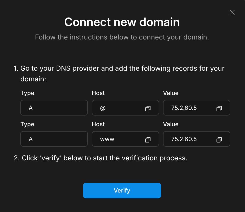 DNS setup instructions