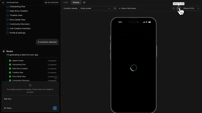 Visual edit interface