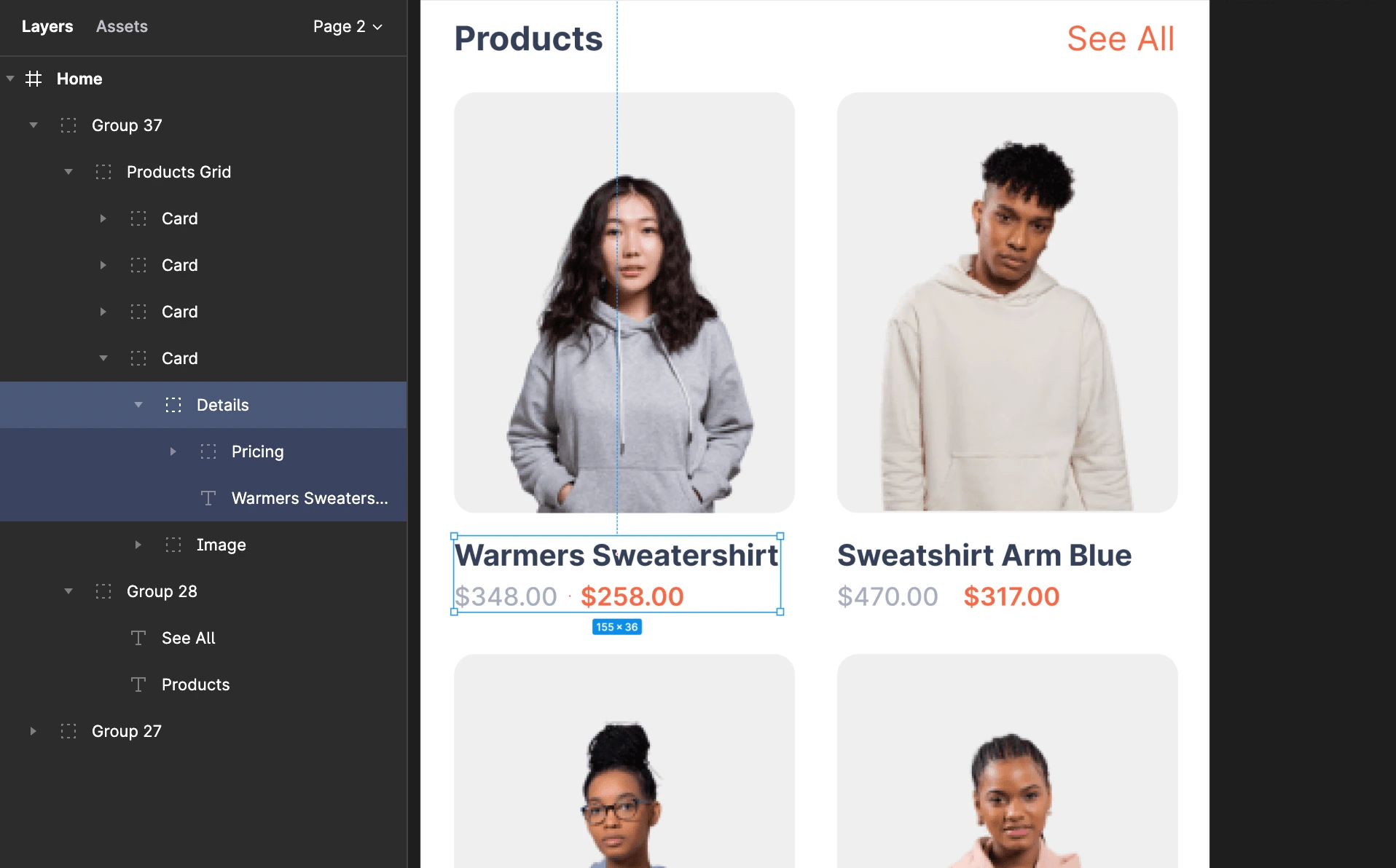 Example of grouping layers in Figma