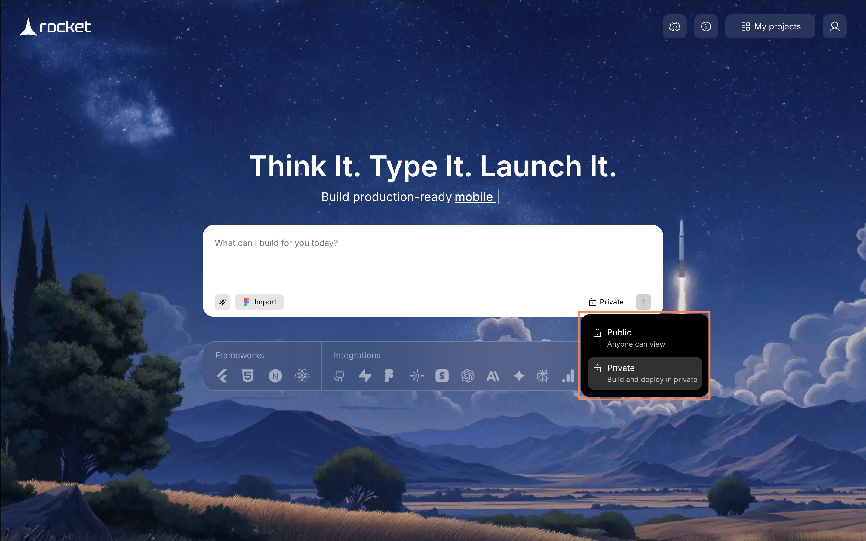 Visibility toggle next to the input field.