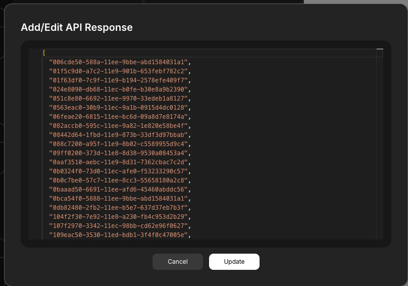 API picker dropdown showing list of imported APIs.