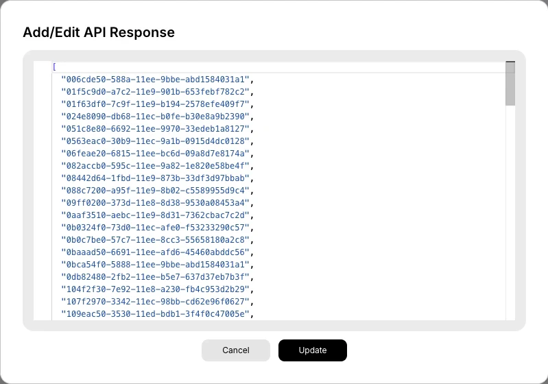 API picker dropdown showing list of imported APIs.