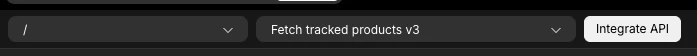 Route selection, API dropdown, and Integrate API button.