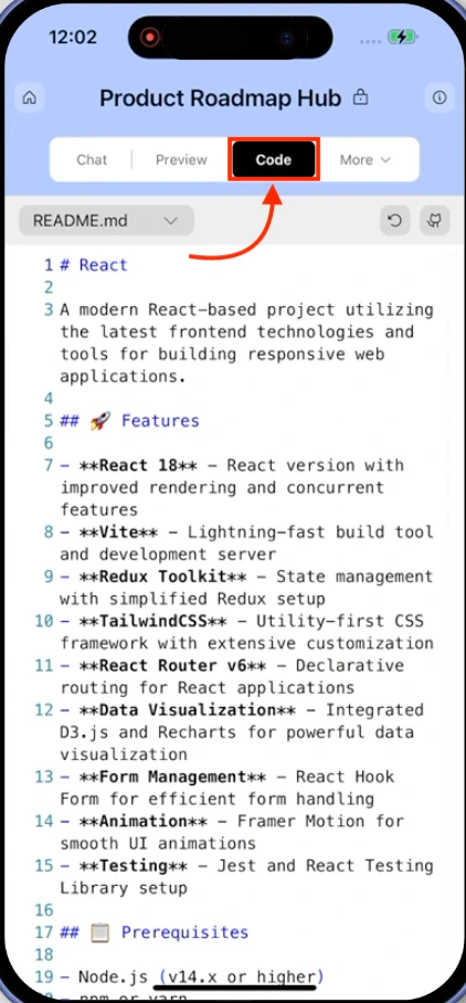 Rocket code editor on mobile.