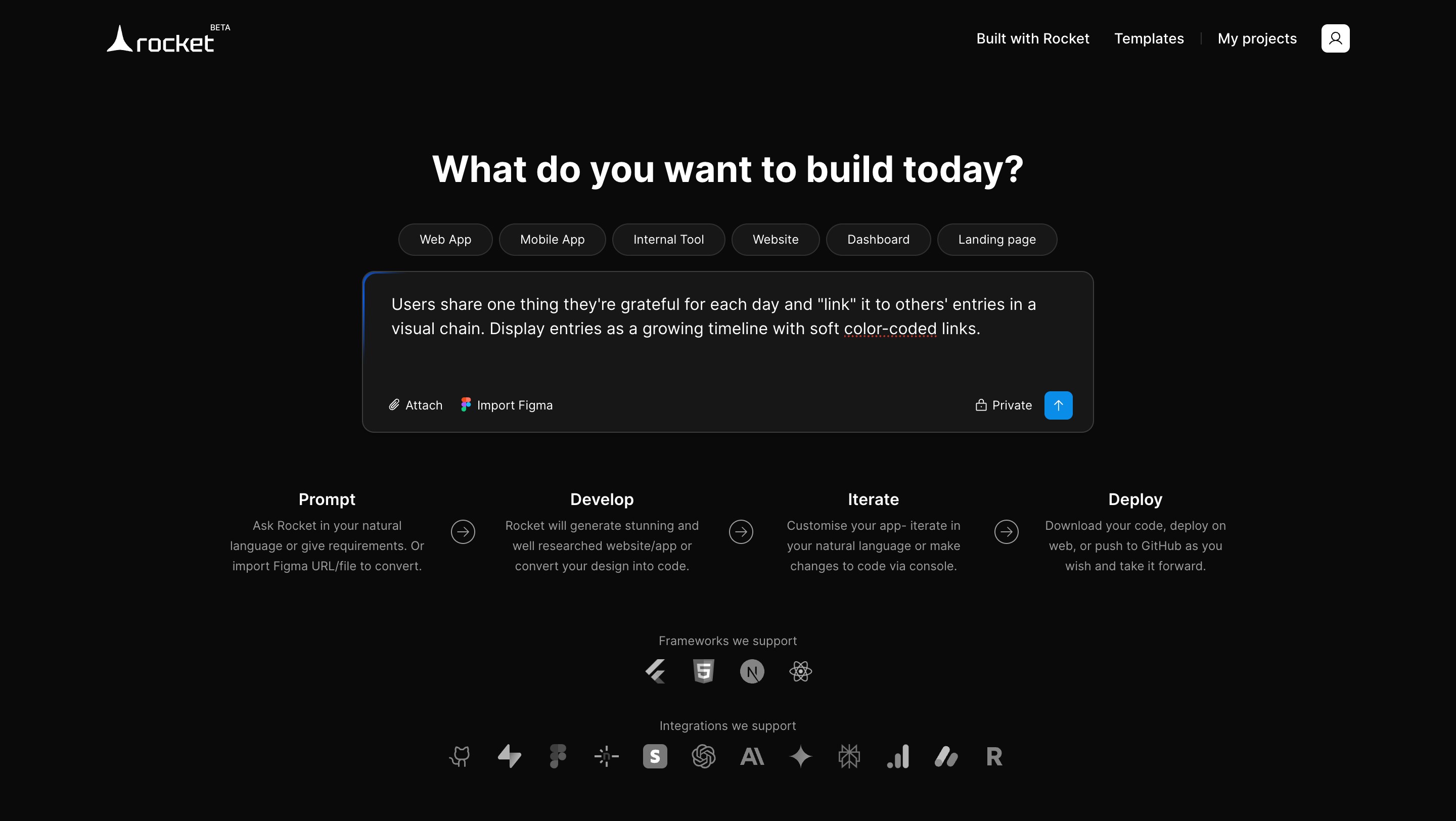 Chat prompt for project idea entry