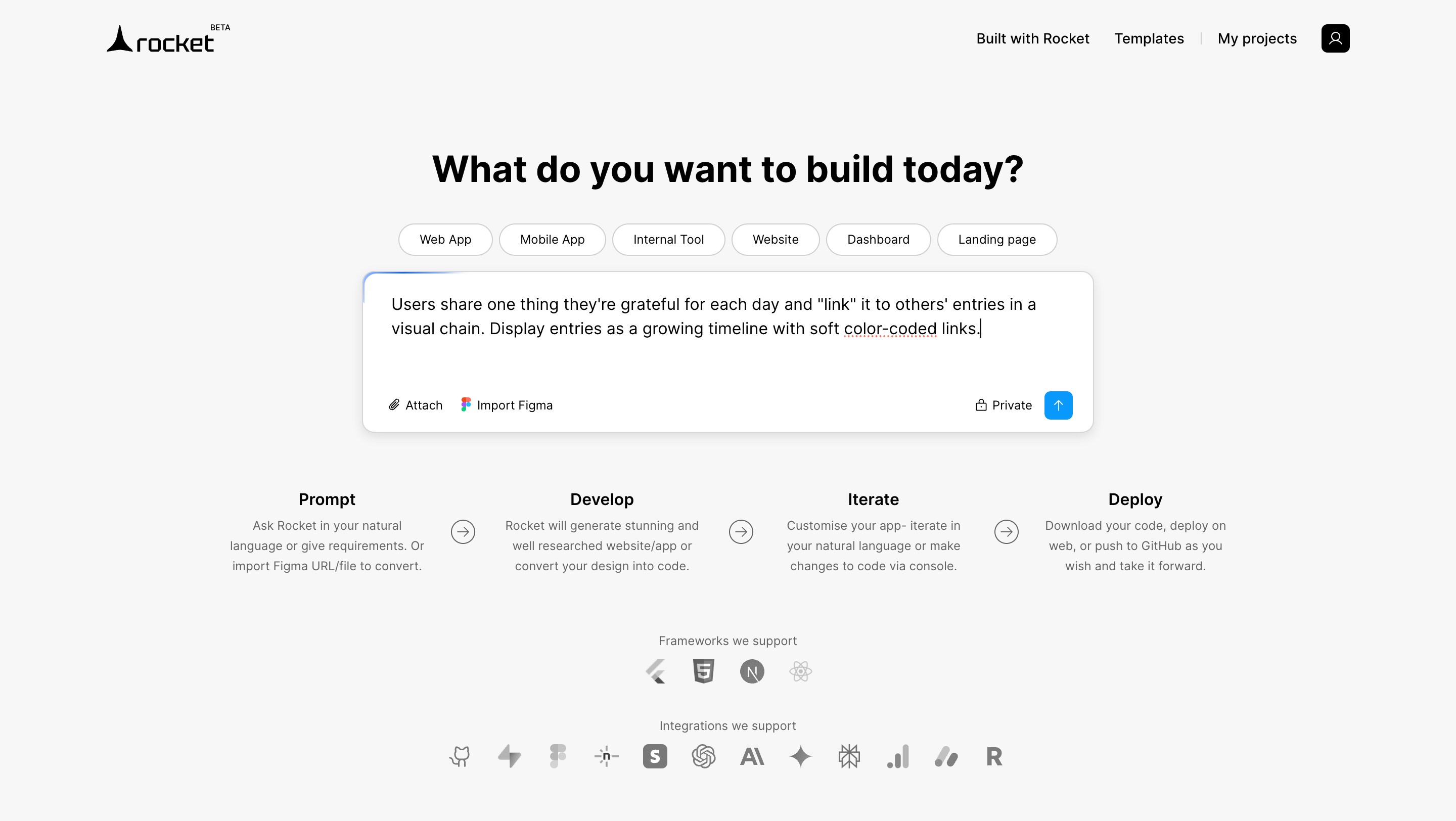 Chat prompt for project idea entry