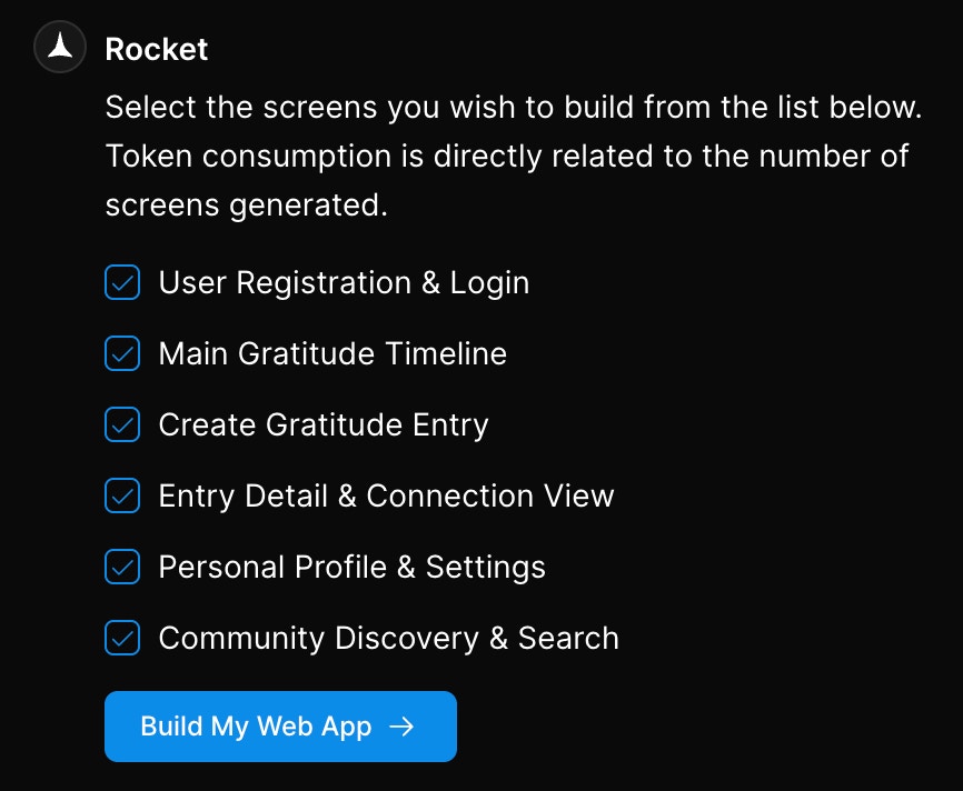 Checklist UI for selecting app screens