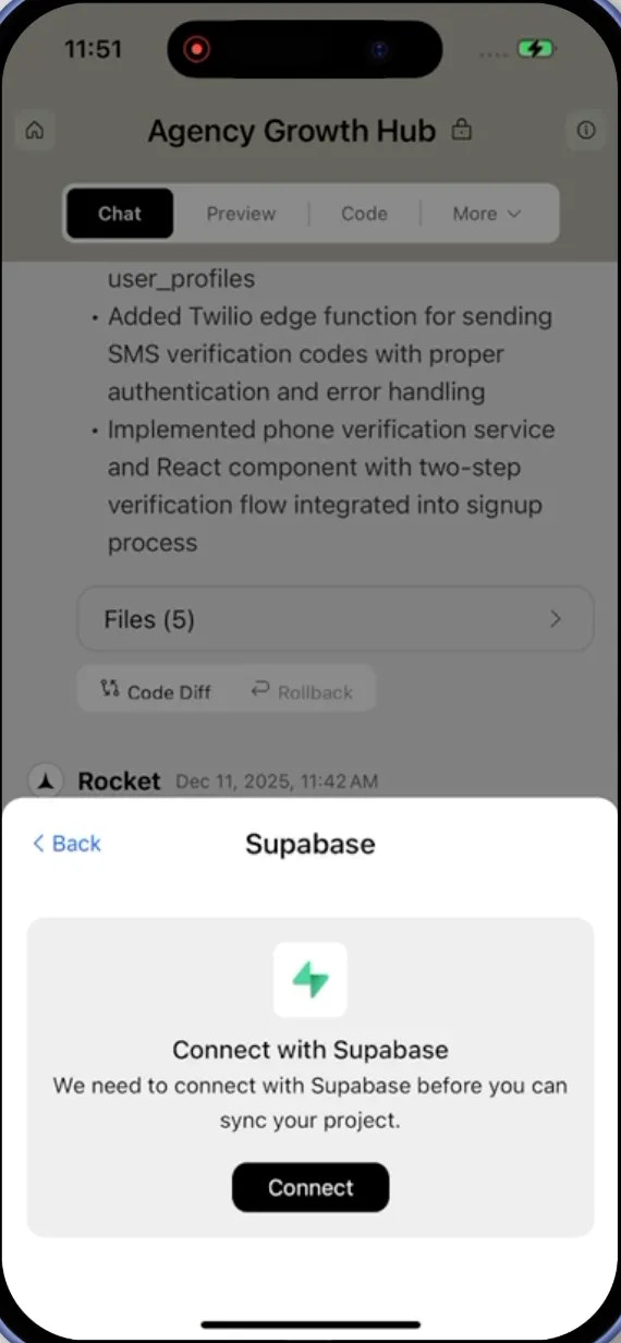 Supabase connect in Integrations