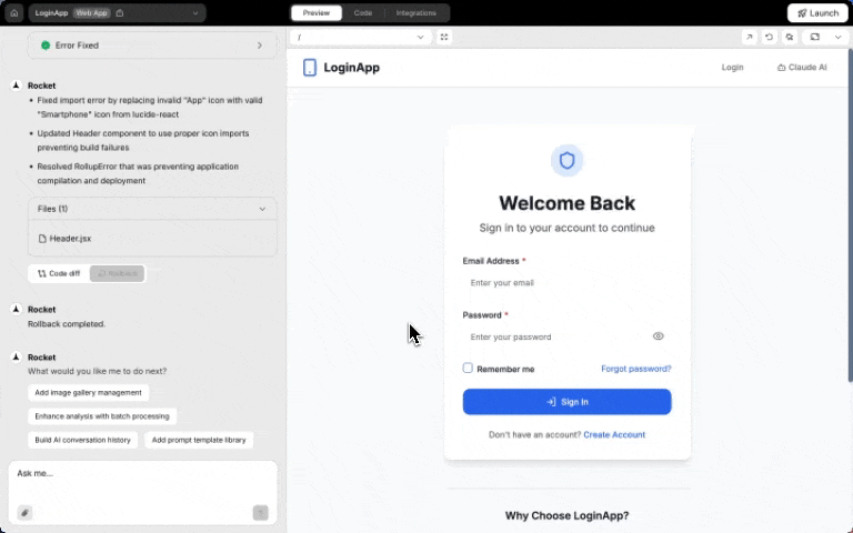 Gemini integration popup in chat