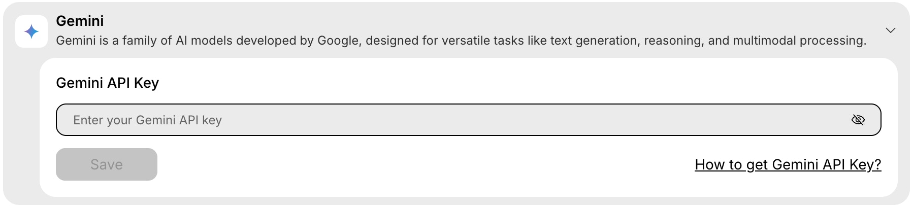 Gemini integration card