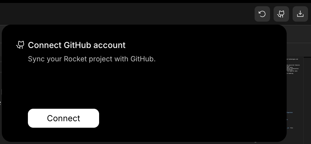 GitHub connect popup dialog showing Connect button to link your GitHub account