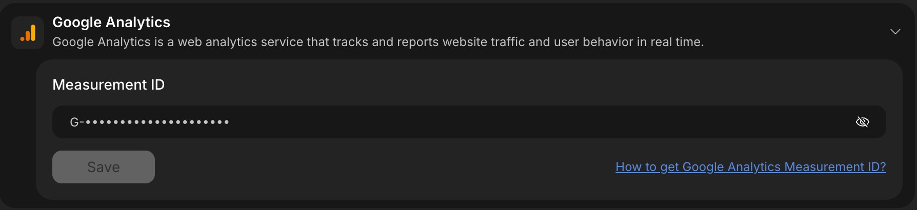 Google Analytics card
