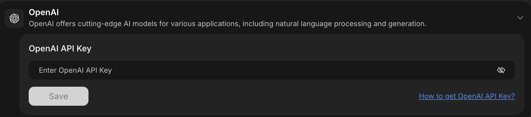 OpenAI integration card