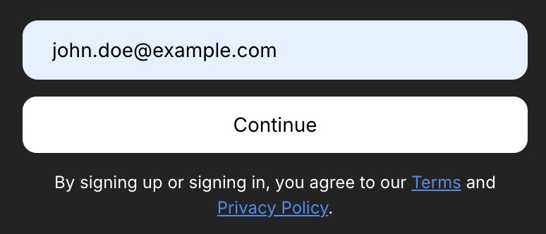 Sign-up window showing Google login and email field.