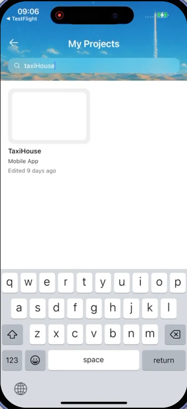 Search bar in the My Projects gallery used to filter projects by name.