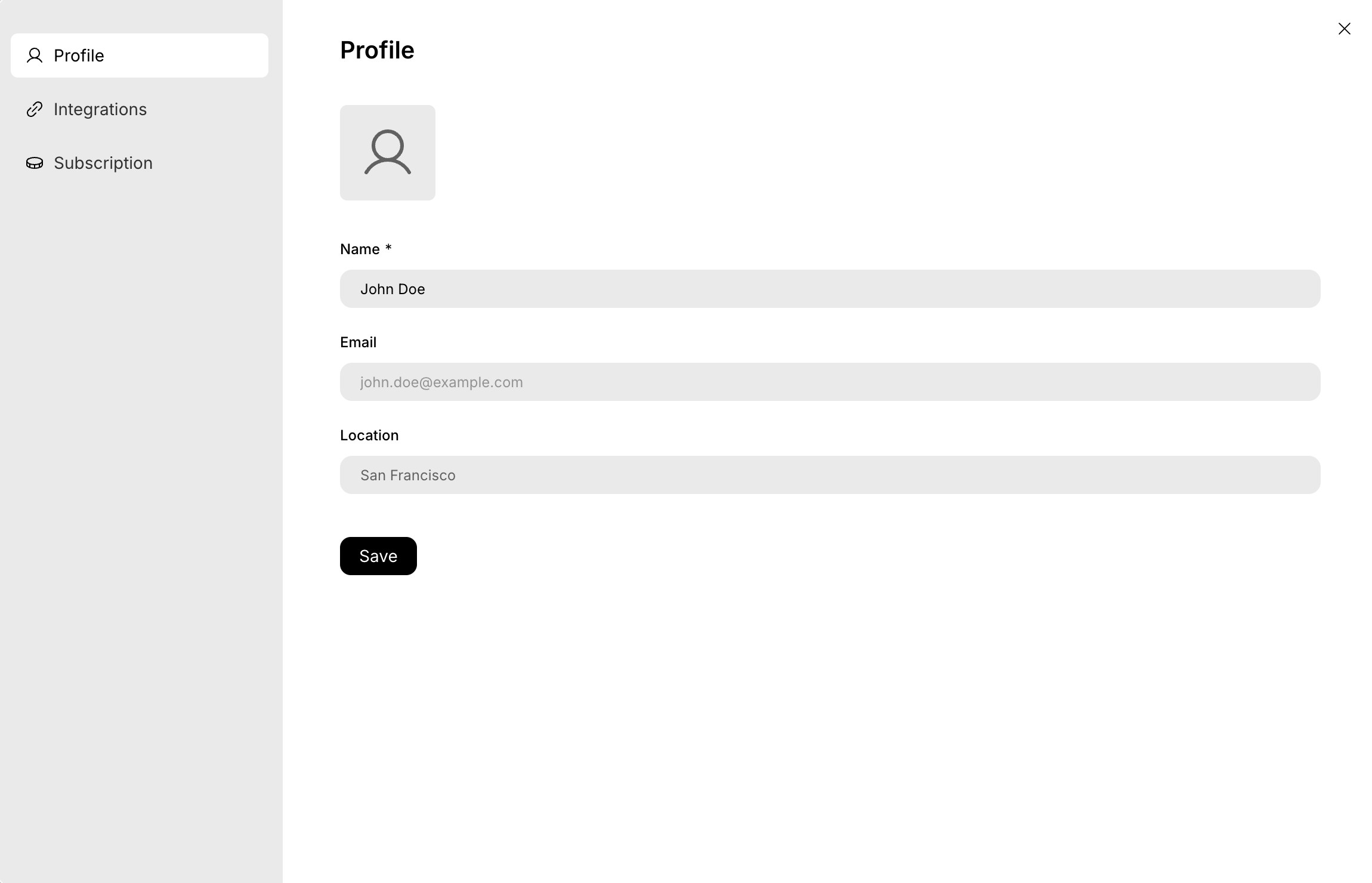 Profile settings form in light mode.