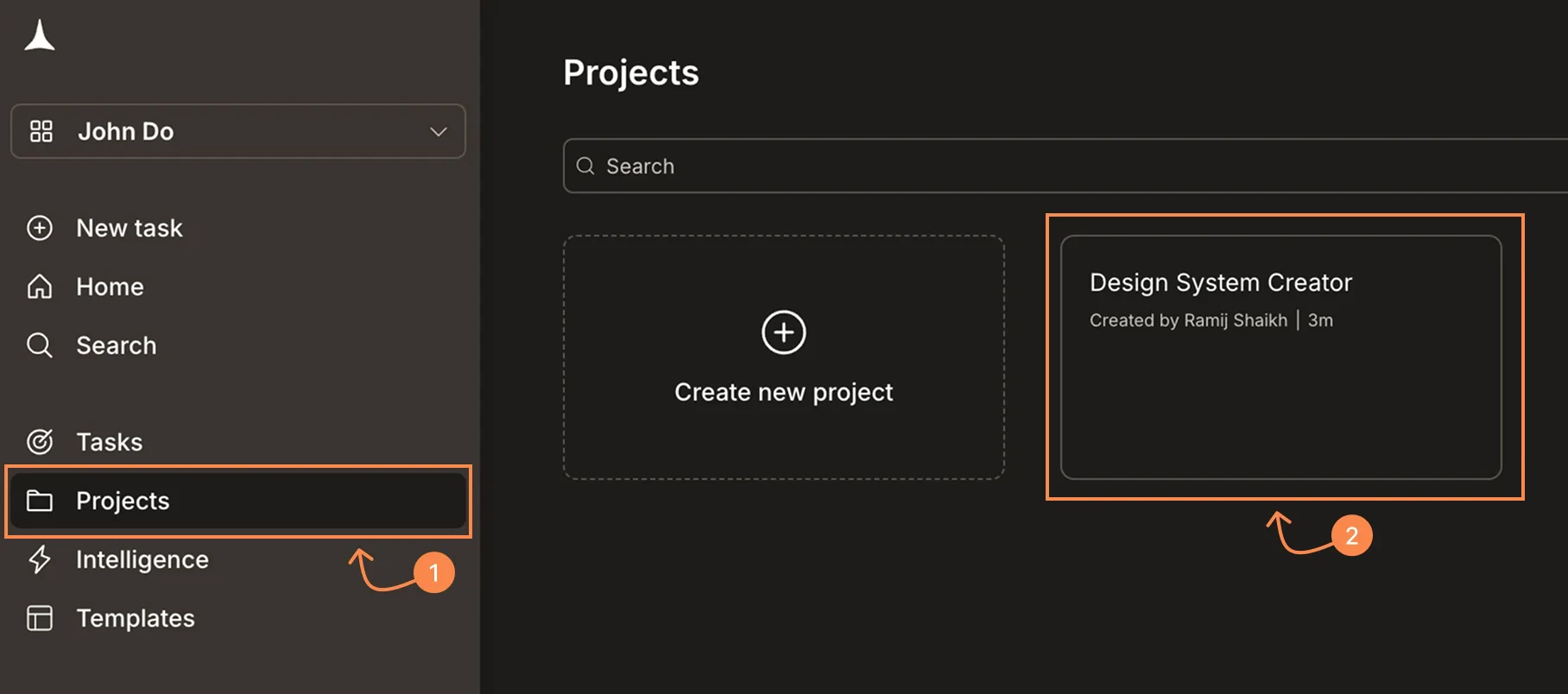 Project page showing the Context tab with My Device, Google Drive, and Notion connectors.
