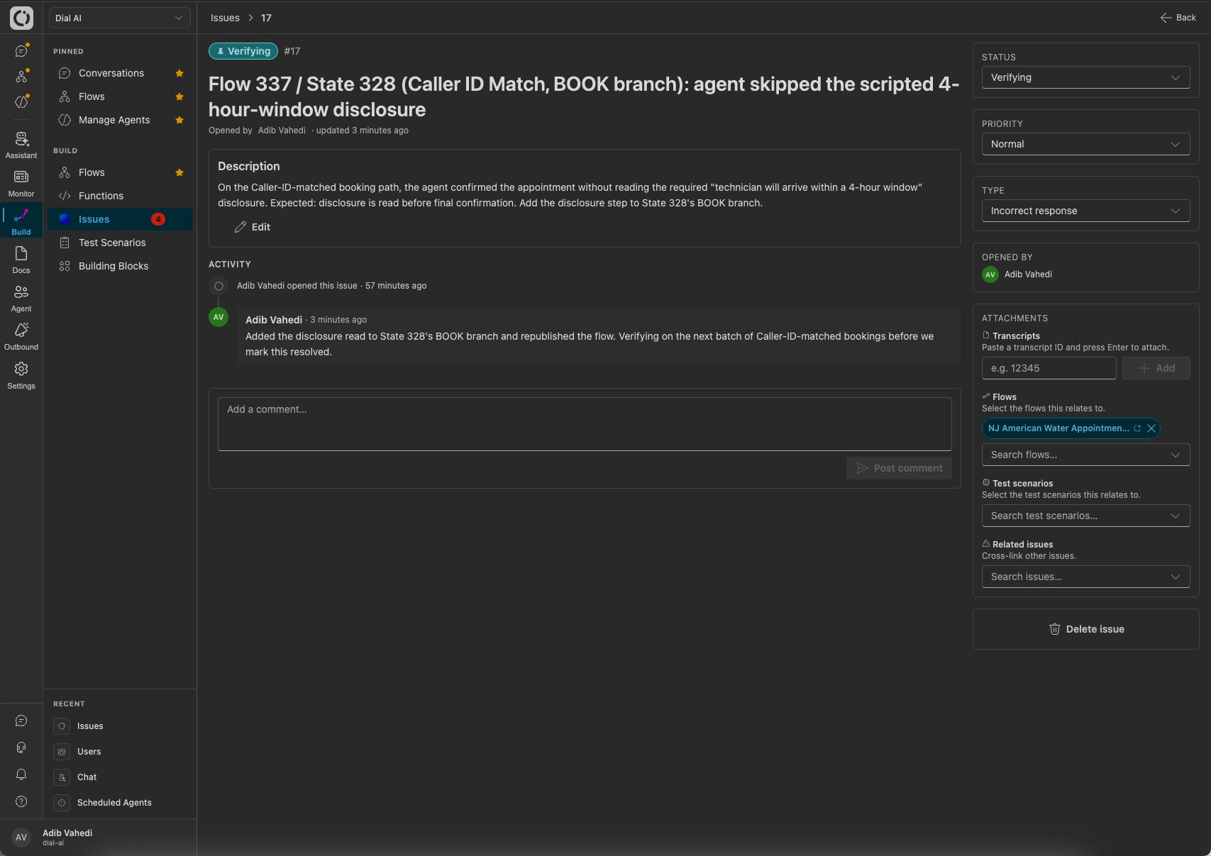 Issue detail view (dark mode)