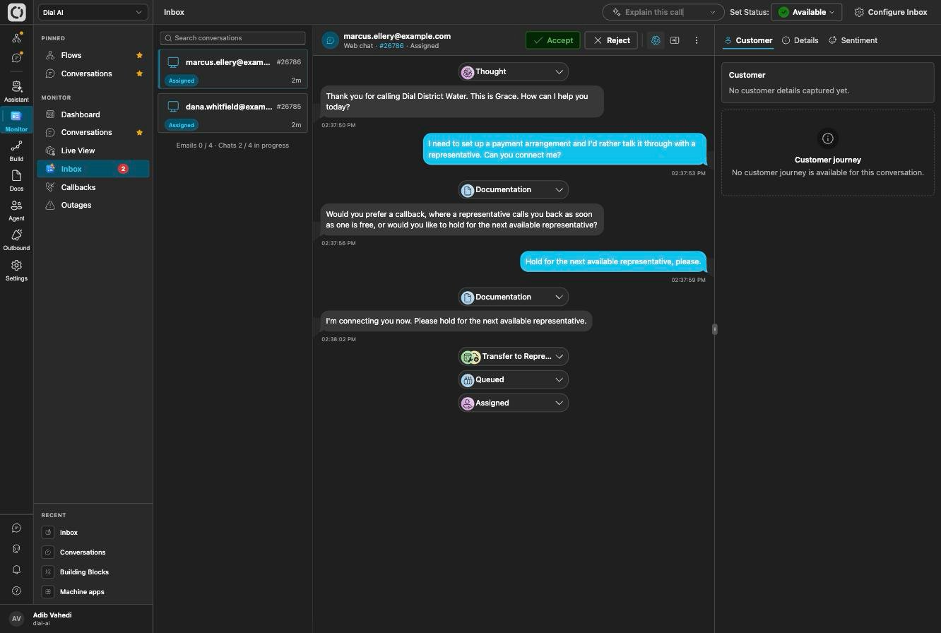 Inbox in dark mode